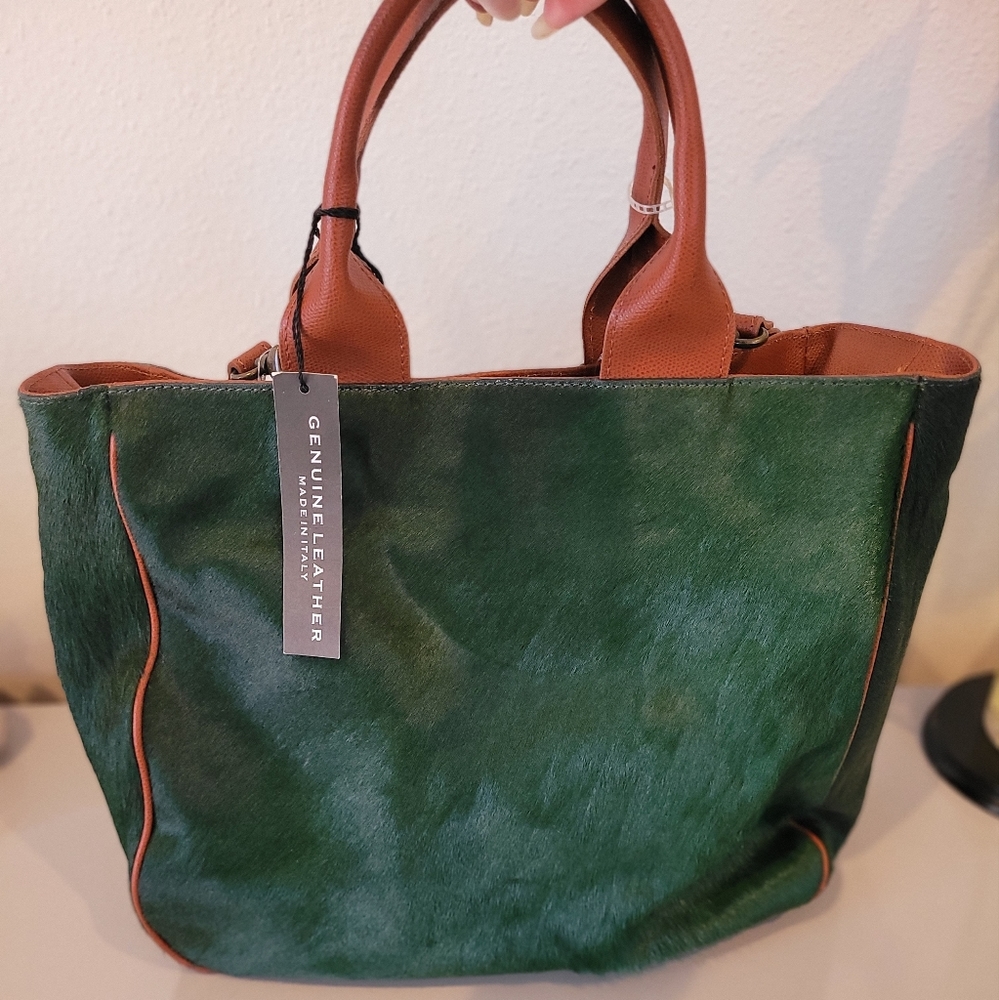 Maurizio Taiuti Italian Leather Emerald Green tote